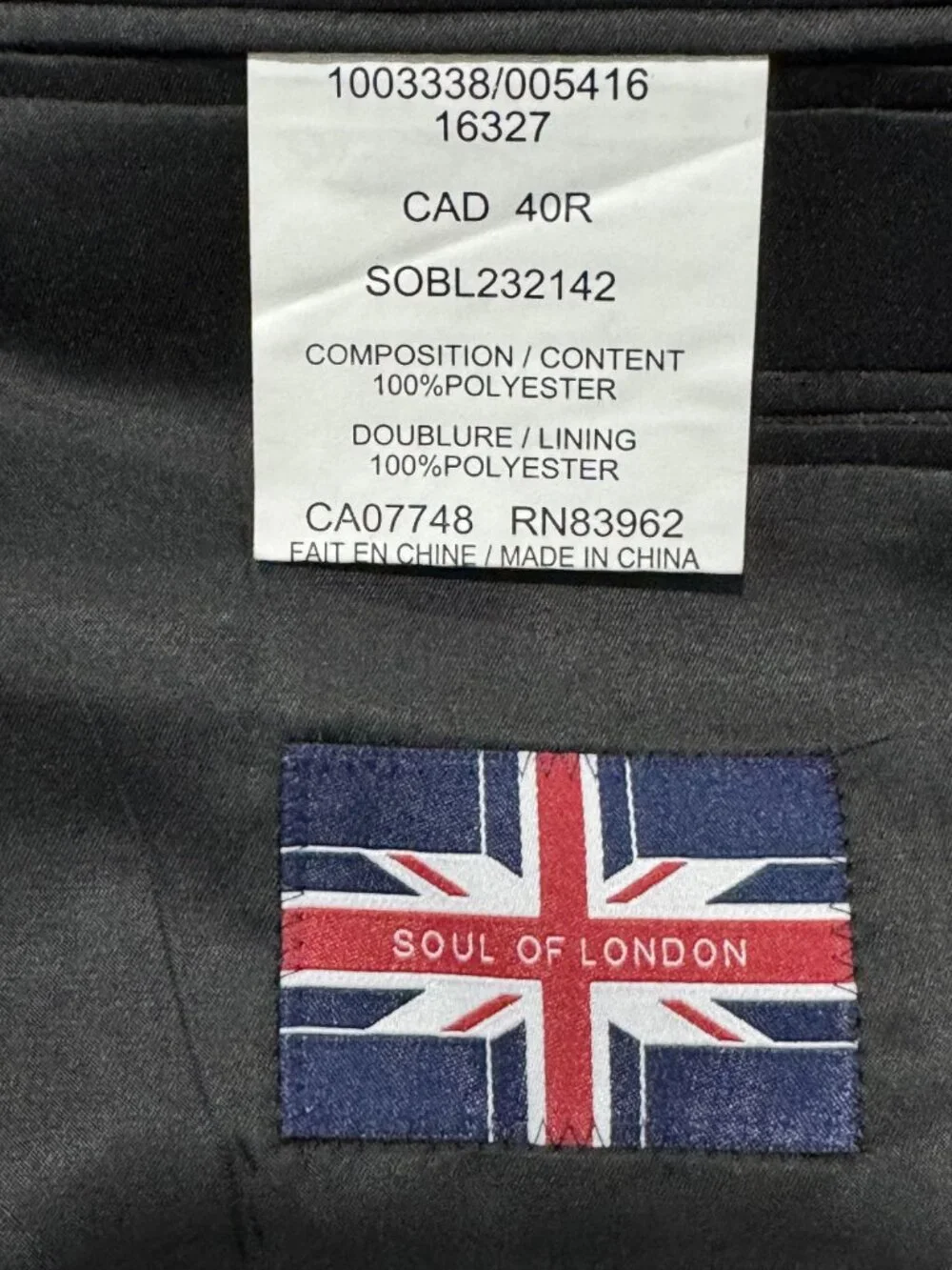 SOUL OF LONDON Men Black Pattern Blazer 40R